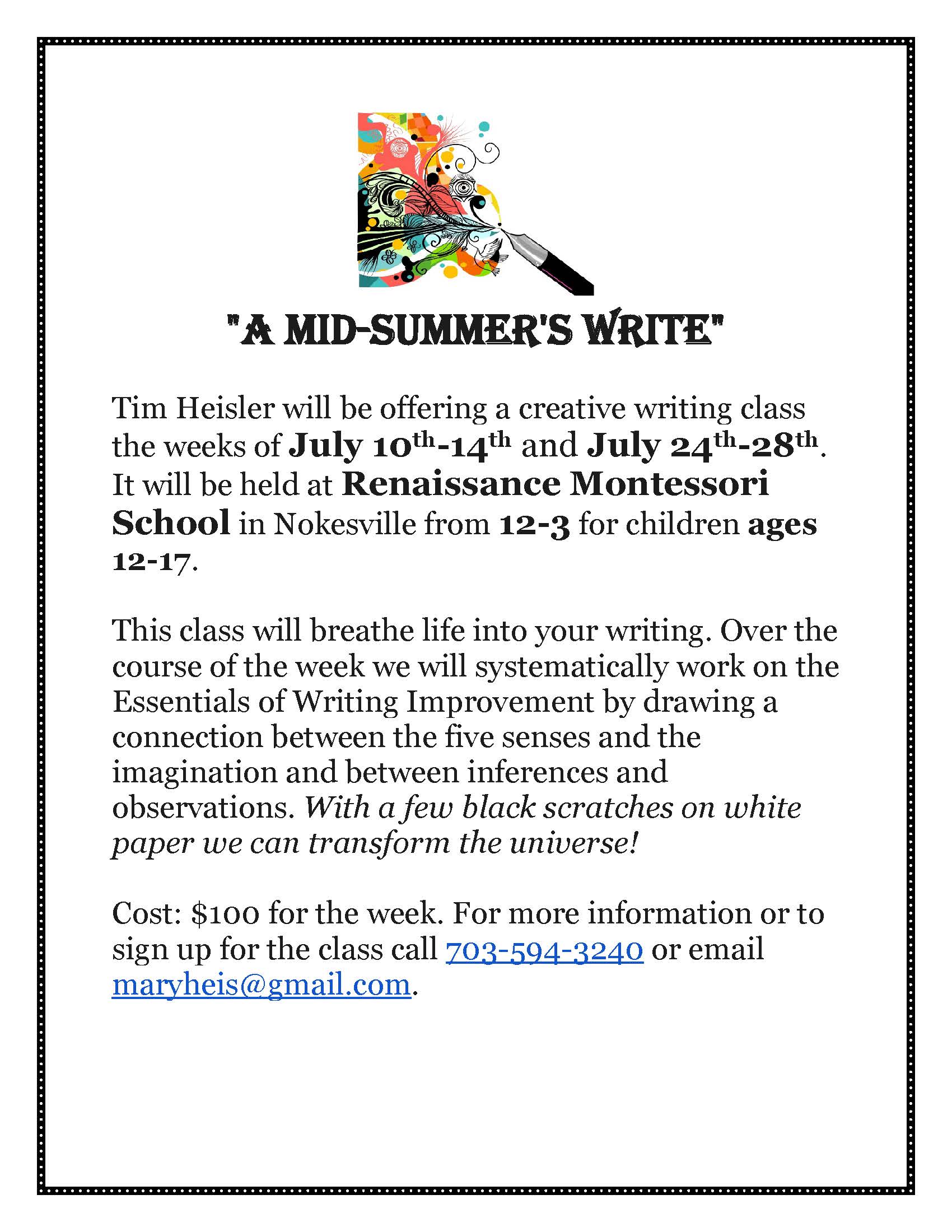 creative writing about summer season