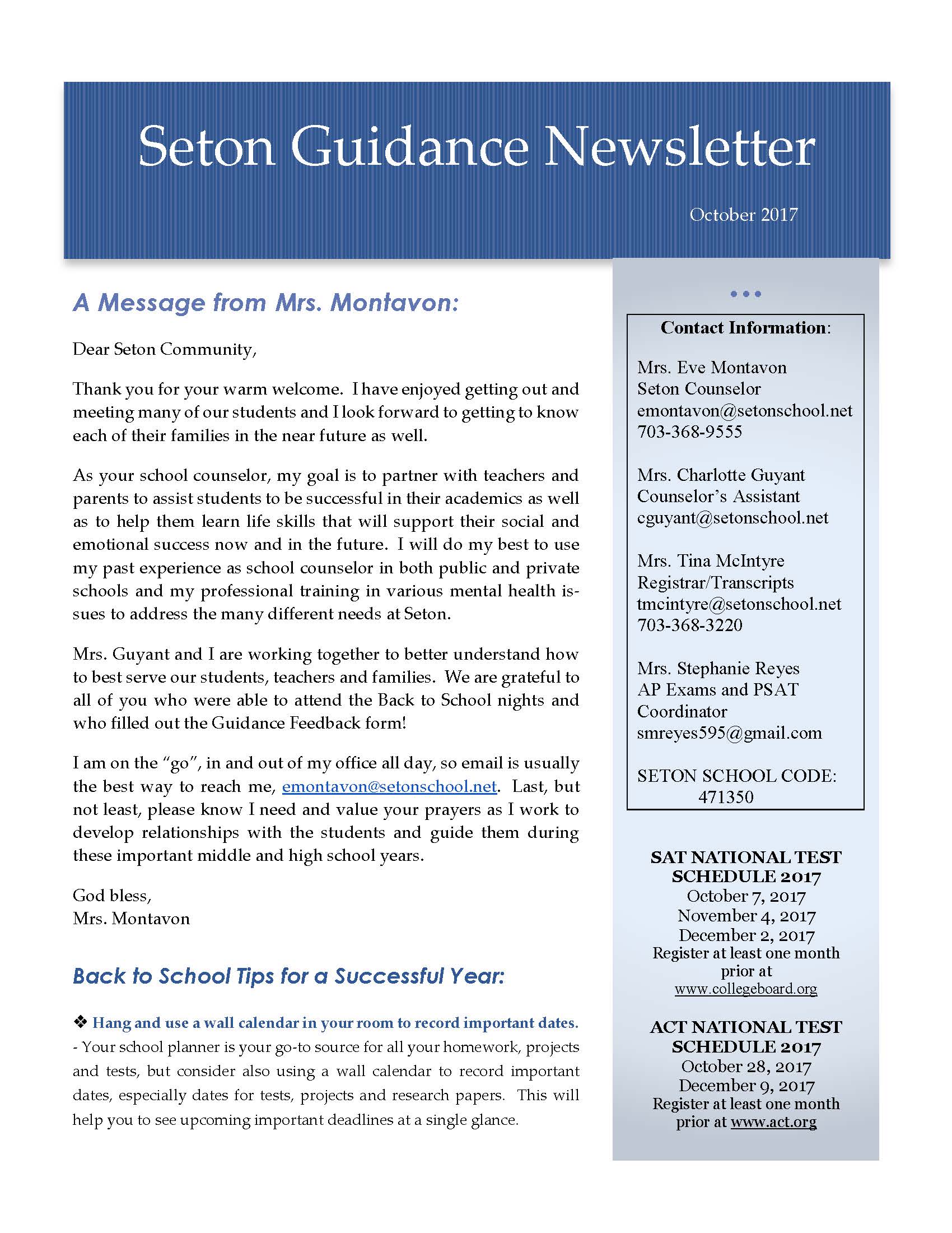 May 2017 Guidance Newsletter
