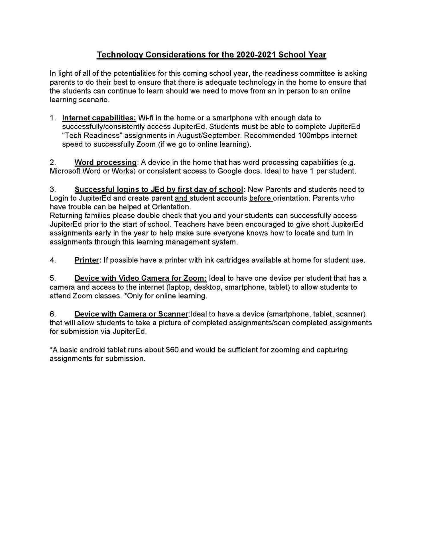 Technology Considerations for the School Year