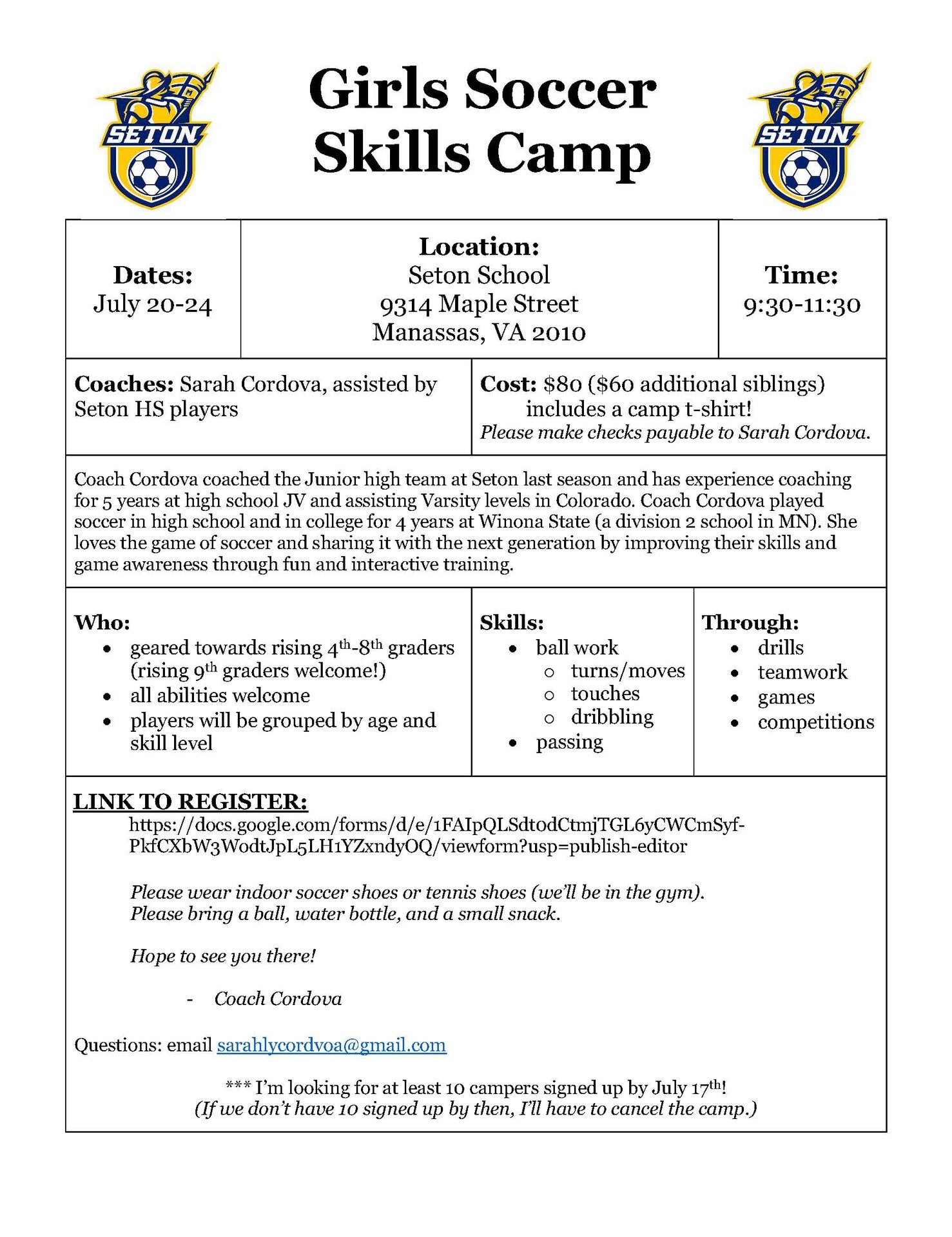 Soccer Camp Flyer